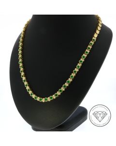 Brillant Smaragd Collier 750 / 18 Kt Gelb Gold 43,0 cm