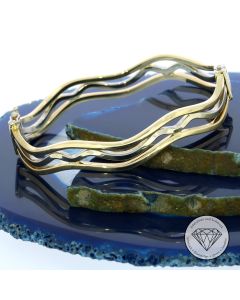 Damen Armreif "Welle / Waves", 585 bicolor Gold 14 KT, 17,5 cm