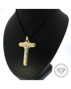 Massiver Kruzifix Kreuz Anhänger 750 / 18 Kt Gelb- & Weiß Gold