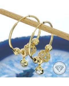 Creolen Ohrringe 585 / 14 Kt Gelb Gold 28 mm Ø