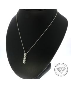 Brillant Anhänger Anker Kette 585 / 14 Kt Weiß Gold 0,46 Carat 43 cm