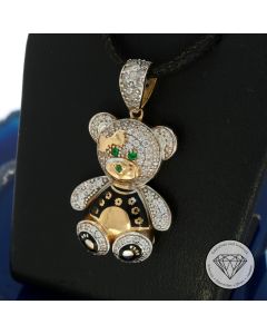 Farbstein Teddibär Anhänger 750 / 18 Kt Gold