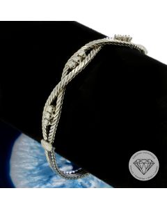 Brillant Flecht-Armband 750 / 18 Kt 0,45 ct Weiß Gold 17,5 cm