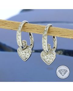 Original Wempe Brillant Herz Ohrringe 750 / 18 Kt 0,28 Carat Weiß Gold