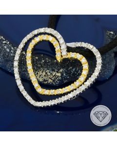 Bicolor Herz Anhänger 750 / 18 Kt Gold mit Besatz