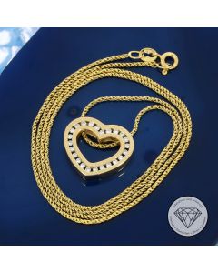 Doppel Anker Kette Herz Anhänger 585 / 14 Kt Gelb Gold 50 cm