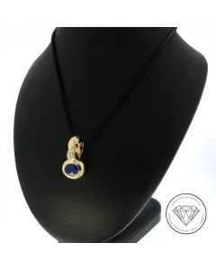 Brillant Saphir Vario Anhänger 750 Gold 18 KT 0,20 Carat