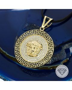 Medusa Greco Anhänger 585 / 14 Kt Gelb Gold 40 mm Ø