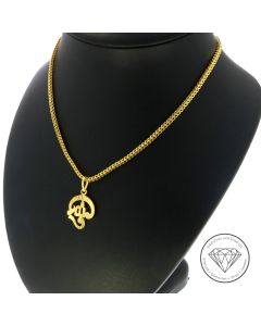 Fuchsschwanz Kette mit Tamil Om Anhänger 916 / 22 Kt Gelb Gold 61,0 cm