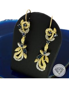 Diamant Saphir Ohrringe Ohrhänger 0,50 Carat 585er & 750er Gelb Weiß Gold