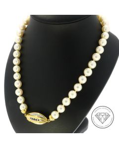 Original Bucherer Brillant Saphir Perlen Collier 750 Gold