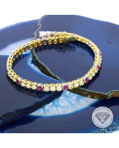 Brillant Rubin Armband 750 / 18 Kt Gold 3,2 Ct 18,0 cm