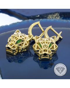 Panther Cat Ohrringe 585 / 14 Kt Gelb Gold 