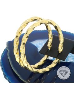 XL Greco Spiral Creolen Ohrringe 585 / 14 Kt Gelb Gold
