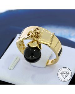 Onyx Damen Ring 585 / 14 Kt Gelb Gold Gr. 59