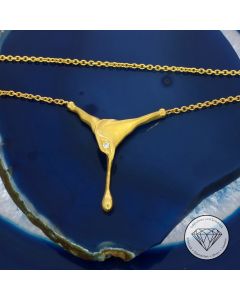 Solitär Brillant Collier 585 / 14 Kt Gelb Gold 42,0 cm