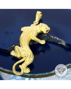 Massiver Panther Cat Anhänger 585 / 14 Kt Gelb Gold