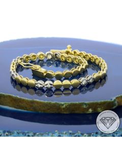 Brillant 0,30 ct Tennis-Armband 585 / 14 Kt bicolor Gold 17,5 cm