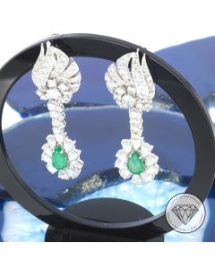 Brillant Diamant Smaragd Ohrschmuck 585 / 14 Kt  Gold 8,50 Ct