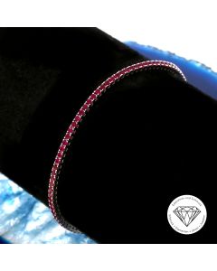 Rubin Tennis Armband 750 / 18 Kt Weiß Gold 18,0 cm