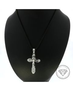 Brillant Kruzifix Kreuz Anhänger 585 / 14 Kt Weiß Gold