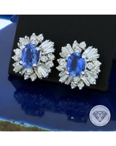 Florale Brillant Saphir Ohrstecker 2,00 Carat 585 / 14 Kt Weißgold 