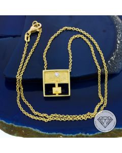 Solitär Diamant Collier Kette 585 / 14 Karat Gold 43,0 cm