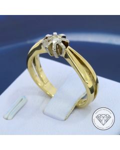 Solitär Brillant Ring 585 / 14 Kt Gelb Weiß Gold Gr. 56