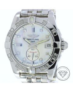 Breitling Galactic 36 Automatik Uhr A37330 Stahl mit Diamant Zifferblatt Full Set 