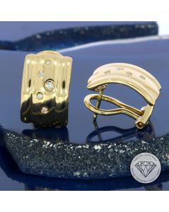 Original Caren Pfleger Brillant Halb-Creolen 585 / 14 Kt Gelb Gold 0,15 Ct