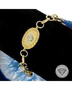 Greco Medusa Armband 585 / 14 Kt Gelb Weiß Gold 19,0 cm