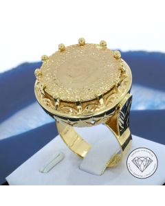 50-Piaster-Münze Ring, 916 22 KT Gold + 585 14 KT, Gr. 61