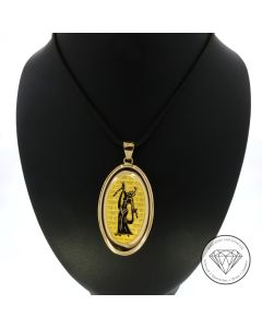 Pfau + tanzende Frau Motiv Anhänger 750 / 18 Kt Gelb Gold