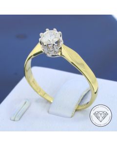 Prächtiger Bicolor Solitär Brillant Ring 585 / 14 Kt Gelb Weiß Gold