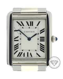 Cartier Tank Solo 3169 Uhr Stahl Quarz Full Set 