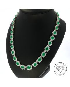 Brillant Smaragd Collier 750 / 18 Kt Gold 27,40 Ct