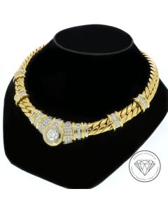 Original Georg Hornemann Brillant Collier Kette 8,20 Carat 750 / 18 Kt Gelb-& Wei&szlig;gold 