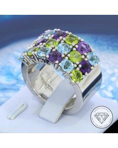 Original HOFACKER "Classic Kashmir" Edelstein Ring 750 / 18 Karat Wei&szlig; Gold