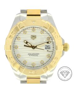 Tag Heuer Aquaracer Date WBD2321 32mm Stahl Gold Brillanten Automatik Uhr Fullset 