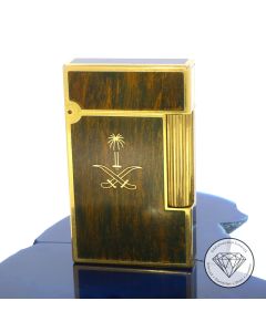 Vintage S.T. Dupont Feuerzeug Ligne 2 Chinalack Gold Wappen Saudi Arabien Emirat Diriyah