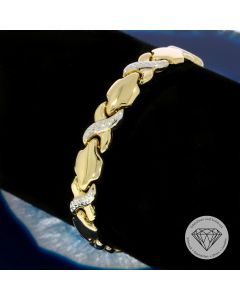 Glieder Armband 750 / 18 Kt Gelb- & Weiß Gold 19 cm