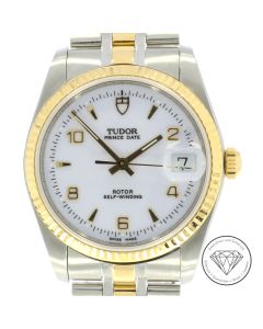 Tudor Prince Date 74033 Automatik Uhr 34mm Stahl Gold 