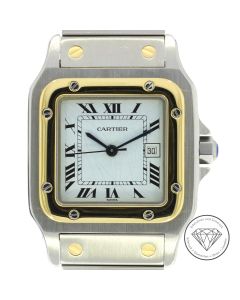 Cartier Santos Carrée Automatik Uhr 1172961 Stahl Gold Cracked Dial 29mm