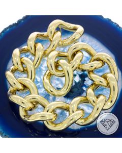 Rund Panzer Armband 585 / 14 Karat Gelb Gold 20,5 cm