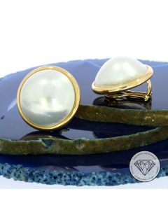 Mabé-Perlen Ohrschmuck 750 / 18 Karat Gelb Gold