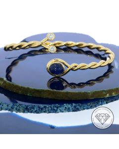 Designer Brillant Saphir Armreif 585 / 14 Karat Gelb Gold