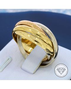 Original CARTIER 5-Band-"Trinity" Ring 750 / 18 Karat Gelb Wei&szlig; Ros&eacute; Gold