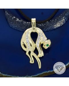 Diamant Panther Cat Anhänger 585 / 14 Kt 0,20 Carat Gelb Gold
