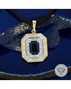 Diamant Saphir Anhänger 585 / 14 Kt Gold 2,14 Carat