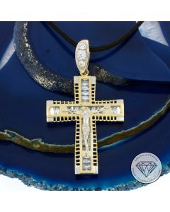Kreuz Kruzifix Anhänger 585 / 14 Kt Gelb Weiß Gold